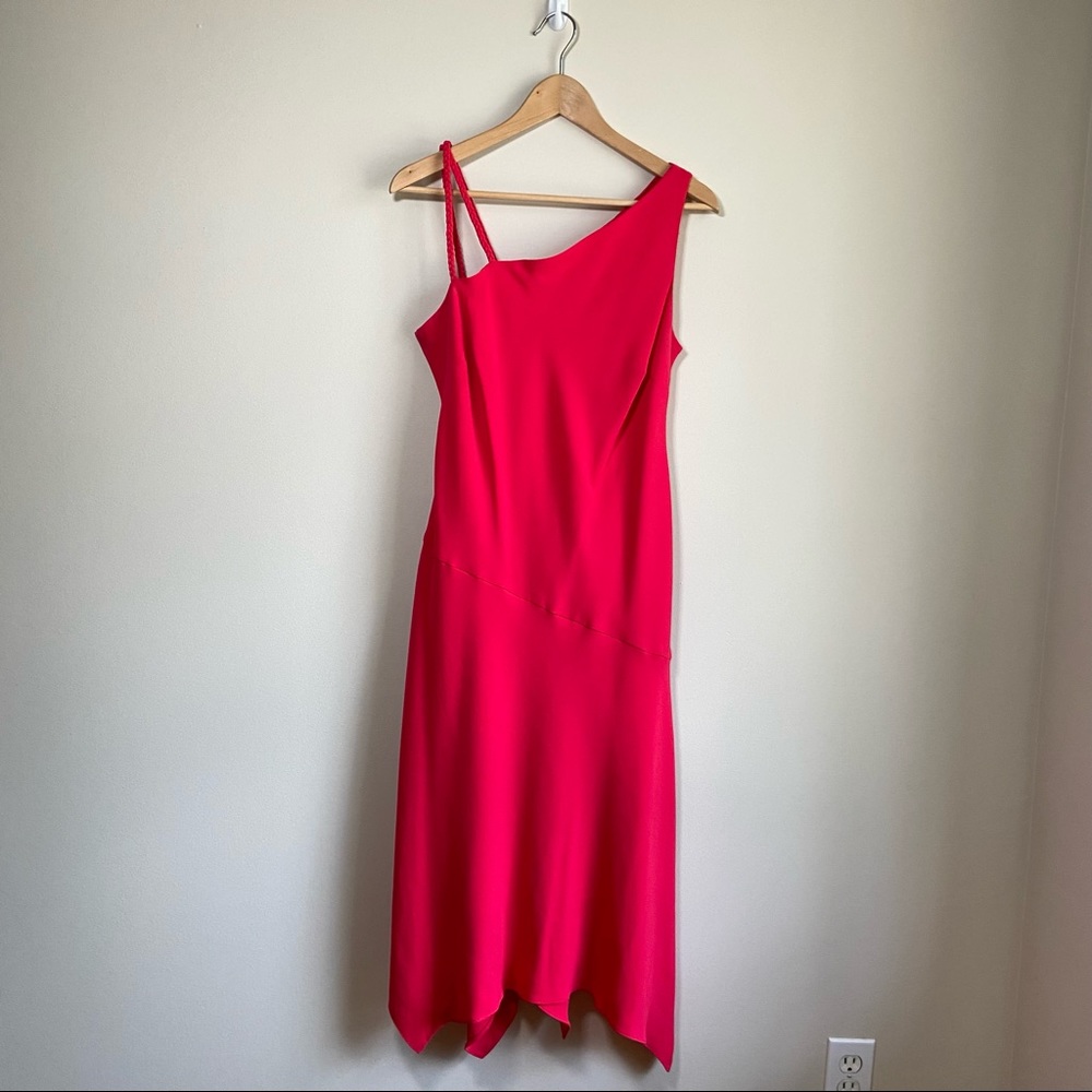 Evan Picone | Asymmetrical Pink Cocktail Dress | Radical Pink | Size 12